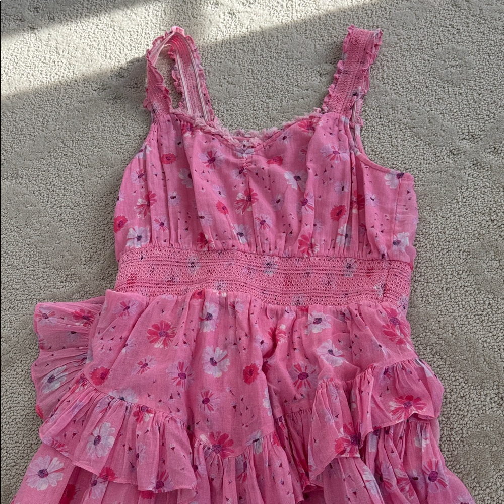 LoveShackFancy Pink Floral Ruffle Dress - Picture 2 of 3